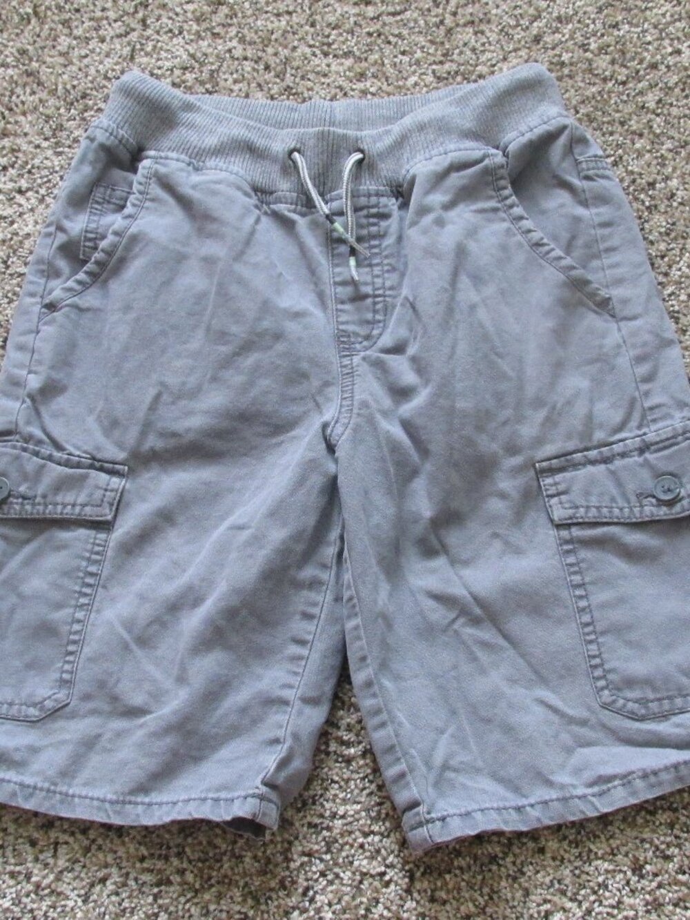 Cat & Jack Pull On Elastic Cargo Shorts Youth Boys L 12/14 Gray Drawstrings